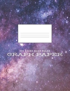 Graph Paper Journal Large 8.5 x 11 Galaxy Purple Blue Theme: 100 Sheets, Quad Ruled Grid Paper