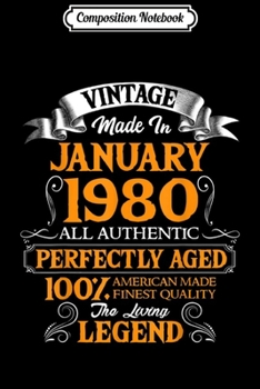 Paperback Composition Notebook: January 1980 Perfectly Aged American Legend Journal/Notebook Blank Lined Ruled 6x9 100 Pages Book