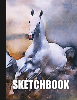 Paperback Sketchbook: Horses Cover Design - White Paper - 120 Blank Unlined Pages - 8.5" X 11" - Matte Finished Soft Cover Book