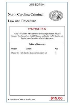 Paperback North Carolina Criminal Law and Procedure-Pamphlet 30 Book