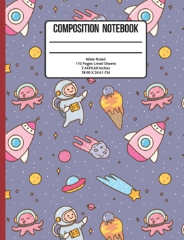 Composition Notebook Wide Ruled: Alien Galaxy 110 Pages