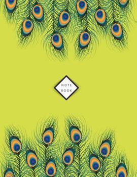 Paperback Notebook: Peacock feathers on yellow cover and Dot Graph Line Sketch pages, Extra large (8.5 x 11) inches, 110 pages, White pape Book
