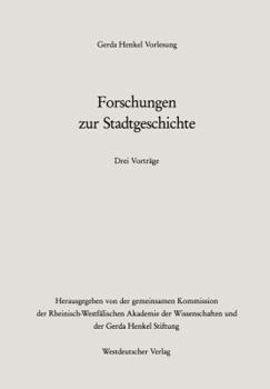 Paperback Forschungen Zur Stadtgeschichte [German] Book