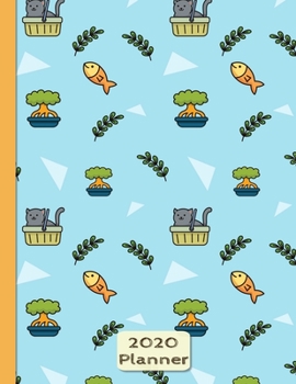 2020 Planner: Cat Basket Blue | 12 Months Week to two-page Diary 150 pages 8.5 x 11 with Contacts - Password - Birthday lists (2020 weekly planner organizer diary journal)