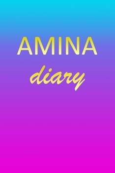 Paperback Amina: Journal Diary - Personalized First Name Personal Writing - Letter A Blue Purple Pink Gold Effect Cover - Daily Diaries Book