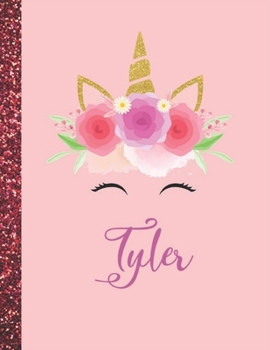 Tyler: Tyler Marble Size Unicorn SketchBook Personalized White Paper for Girls and Kids to Drawing and Sketching Doodle Taking Note Size 8.5 x 11