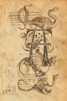 A: Classical Mythological Sea Serpents 6x9 Monogram Initial Lined Journal