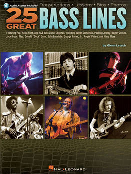 Paperback 25 Great Bass Lines Transcriptions Lessons BIOS Photos Book/Online Audio [With CD (Audio)] Book