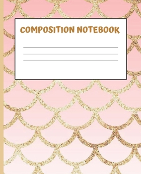 Paperback Composition Book: MERMAID SCALES: Wide Ruled Notebook - School Subject Book Lined Student Journal - Pretty Pink Pastel Water Color with Book