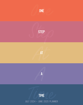 Spiral-bound One Step Stripe Academic July 2024 - June 2025 7.5 X 9.5 Booklet Monthly Planner Book