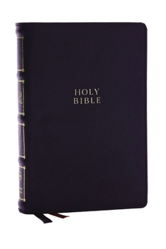 Leather Bound Nkjv, Compact Center-Column Reference Bible, Black Genuine Leather, Red Letter, Comfort Print Book