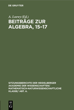 Hardcover Beiträge Zur Algebra, 15-17 [German] Book