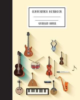 Paperback Unruled Paper Composition Notebook 8" x 10",120 Pages, String Music Instrument: Composition Notebook for College School/Teacher/Office/Student Book