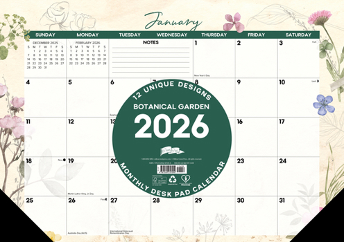 Home Botanical Garden 2026 17 X 12 Small Monthly Deskpad Book
