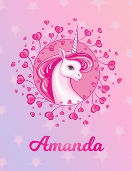 Paperback Amanda: Unicorn Sheet Music Note Manuscript Notebook Paper - Magical Horse Personalized Letter C Initial Custom First Name Cov Book