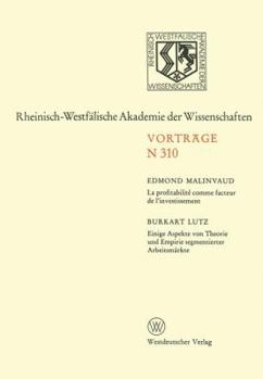 La Profitabilité Comme Facteur de L'Investissement. Einige Aspekte Von Theorie Und Empirie Segmentierter Arbeitsmarkte