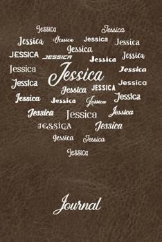 Personalized Journal - Jessica: Brown Leather Look Background