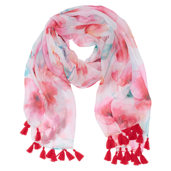 Heartfelt Fashion Women's Scarf Lightweight Floral Design, Coral Poppies
