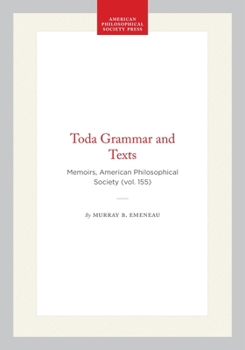 Toda Grammar and Texts (Memoirs of the American Philosophical Society) (English and Dravidian Languages Edition)