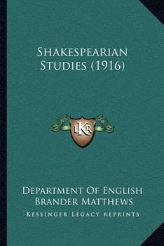 Paperback Shakespearian Studies (1916) Book