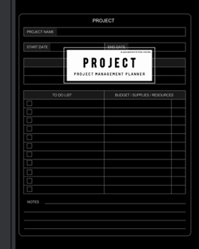 Paperback Black and White Publishing Project Management Planner: Project Descriptions Forms Notebook or Project Plan Journal and Organize Notes for Budget Suppl Book