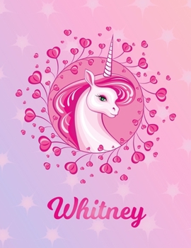 Whitney: Unicorn Sheet Music Note Manuscript Notebook Paper Magical Horse Personalized Letter W Initial Custom First Name Cover Musician Composer Instrument Composition Book 12 Staves a Page Staff Lin