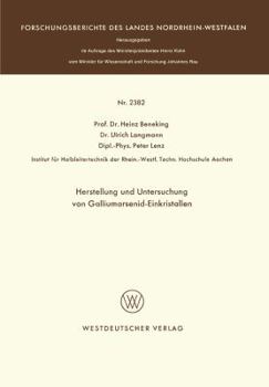Paperback Herstellung Und Untersuchung Von Galliumarsenid-Einkristallen [German] Book