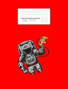 Paperback Graph Composition Notebook: Math, Physics, Science Exercise Book - Astronaut Video Controller Funny Galaxy Spaceman Gamer Gift - Red 5x5 Graph Pap Book