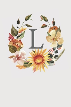 Paperback L: Pink Monogram Sketchbook - 110 Sketchbook Pages (6 x 9) - Sunflower Watercolor Monogram Sketch Notebook - Personalized Book