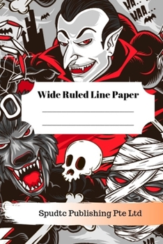 Paperback Scary Vampire, Werewolf and Mummy Theme Wide Ruled Line Paper Book