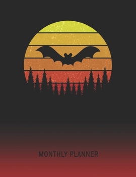 Monthly Planner: Bat | 2 Year Planning for Jan 2020 to Dec 2021 | Retro Vintage Sunset Cover | January 20 - December 21 | Planning Organizer Writing ... | Plan Days, Set Goals & Get Stuff Done