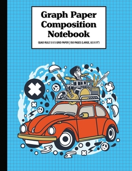 Graph Paper Composition Notebook Quad Rule 5x5 Grid Paper | 150 Sheets (Large, 8.5 x 11"): Rock Tour Bug