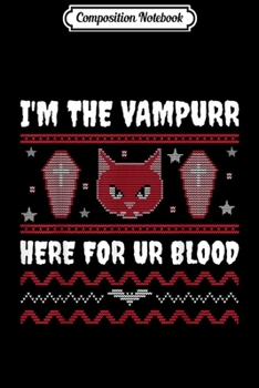 Paperback Composition Notebook: Funny Halloween Vampire Cat Ugly sweater style graphic Journal/Notebook Blank Lined Ruled 6x9 100 Pages Book