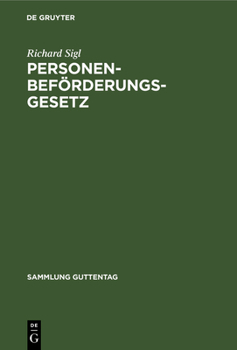 Hardcover Personenbeförderungsgesetz [German] Book