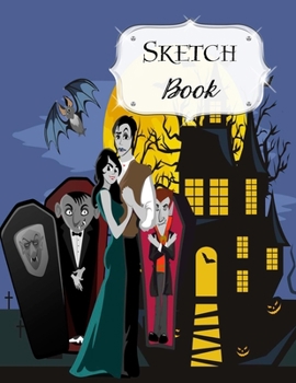 Sketch Book: Halloween Sketchbook Scetchpad for Drawing or Doodling Notebook Pad for Creative Artists Dancing Vampires Graveyard Blue