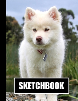 Paperback Sketchbook: Beautiful White Dog Cover Design - White Paper - 120 Blank Unlined Pages - 8.5" X 11" - Matte Finished Soft Cover Book