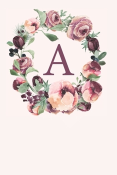 A: Pink Monogram Sketchbook | 110 Sketchbook Pages (6 x 9) | Soft Pink Roses and Peonies in a Watercolor Monogram Sketch Notebook | Personalized Initial Letter Journal | Monogramed Sketchbook