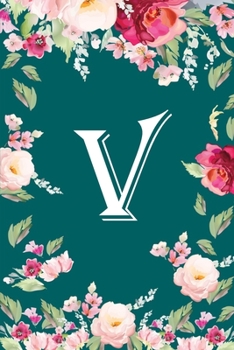 V: Flower Monogram Initial V Floral Watercolor Beautiful
