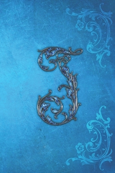 J: Jewel-look Elegant Initial Monogram Letter J Blue 6x9 Journal. Pretty Personalized Lined Diary for Writing & Note Taking for Girls and Women