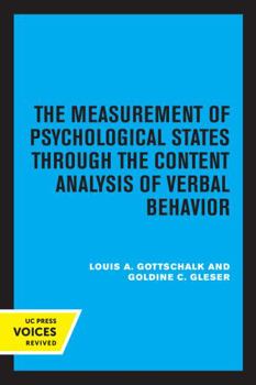 Paperback The Measurement of Psychological States Through the Content Analysis of Verbal Behavior Book