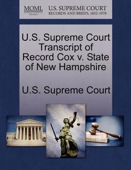 Paperback U.S. Supreme Court Transcript of Record Cox V. State of New Hampshire Book