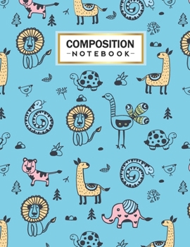 Paperback Composition Notebook: College Wide Ruled Line Paper for Writing Notes in School and Work with Cute Animals Themed Cover Book