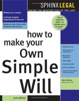 Paperback How to Make Your Own Simple Will (How to Make Your Own Simple Will) Book