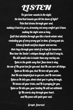 Listen: Faux Chalk 6x9 Christian Graph Journal With 120 Square Grid Pages, Men's Journal, Inspirational Poem Notebook, Religious Gift Book, Depression Diary