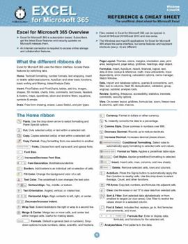 Pamphlet Excel for Microsoft 365 Reference and Cheat Sheet: The unofficial cheat sheet for Microsoft Excel Book