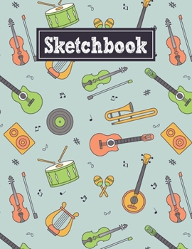 Paperback Sketchbook: 8.5 x 11 Notebook for Creative Drawing and Sketching Activities with Music Instruments Themed Cover Design Book