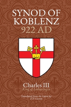 Paperback Synod of Koblenz: 922 AD Book