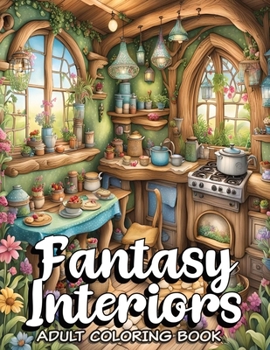 Paperback Fantasy Interiors Coloring Book: Relax with 52 hyper-realistic illustrations in the Magic Whimsical Fantasy Grayscale Coloring Book for adults. Book