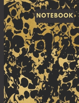 Paperback Notebook: Gold & Black Marble Large Unlined Minimalist Blank Journal - (8.5" x 11") Sketchbook for Drawing, Doodling, Writing or Book