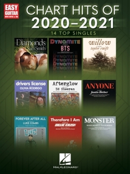 Paperback Chart Hits of 2020-2021: 14 Top Singles Arranged for Easy Guitar with Notes & Tab Book